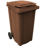 V26782-M - Bidone Carrellato 120lt per raccolta rifiuti col. Marrone Ecoplast - Sacchi e contenitori