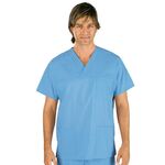 045042 - Casacca collo a V UNISEX a manica corta Celeste ISACCO - Abbigliamento da lavoro