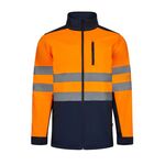 306006-61+19 - GIACCA GIUBBOTTO SOFT SHELL BICOLORE ALTA VISIBILITA' DA LAVORO BLU NAVY/ARANCIO FLUO - Abbigliamento da lavoro