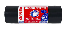 952 - SACCO POLIETILENE 72x110 NERO RT 7 pz - Sacchi e contenitori