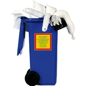 KIT120UR - KIT ASSORBITORE SVERSAMENTI UNIVERSALE CON BIDONE CARRELLATO DA 120LT - Antinfortunistica