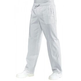 044000 - Pantalone Unisex con elastico Bianco - Isacco 100% Cotone - Abbigliamento da lavoro