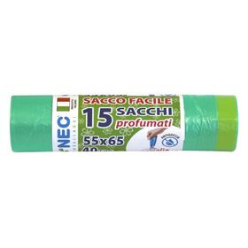 882 - Sacchi raccolta differenziata mis.55x65 HD con maniglie col.Verde RT 15pz - Sacchi e contenitori