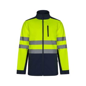 306006-61+20 - GIACCA GIUBBOTTO SOFT SHELL BICOLORE ALTA VISIBILITA' DA LAVORO BLU NAVY/GIALLO FLUO - Abbigliamento da lavoro