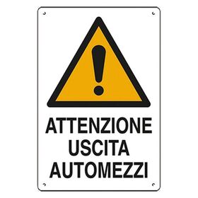 474339 - CARTELLO ATTENZIONE USCITA AUTOMEZZI POLIONDA 60X40 - Segnaletica