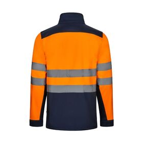 306006-61+19 - GIACCA GIUBBOTTO SOFT SHELL BICOLORE ALTA VISIBILITA' DA LAVORO BLU NAVY/ARANCIO FLUO - Abbigliamento da lavoro