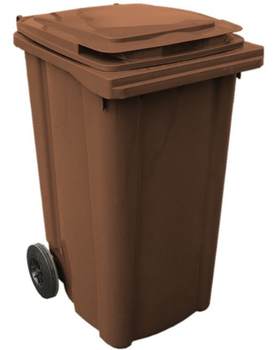 V26782-M - Bidone Carrellato 120lt per raccolta rifiuti col. Marrone Ecoplast - Sacchi e contenitori