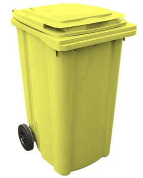 V26782-G - Bidone Carrellato 120lt per raccolta rifiuti col. Giallo Ecoplast - Sacchi e contenitori